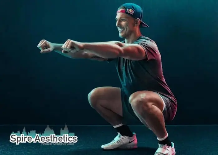 Image of man build leg muscle Bushey through exercise